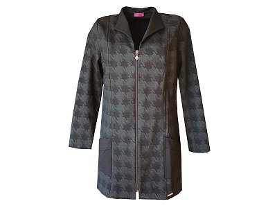 Prodloužený černý kabátek se vzorem - vel.44